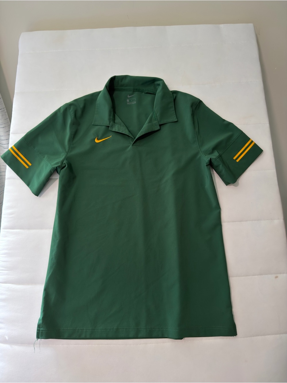 Nike Dark Green Polo with Yellow Stripe Accents M